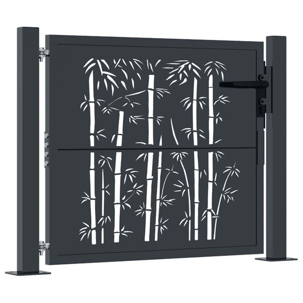 vidaXL Portail de jardin Anthracite 100x100 cm Acier Design Bambou