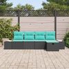 vidaXL Ensemble de canap&eacute; de jardin avec coussin 5 pcs Noir polyrotin