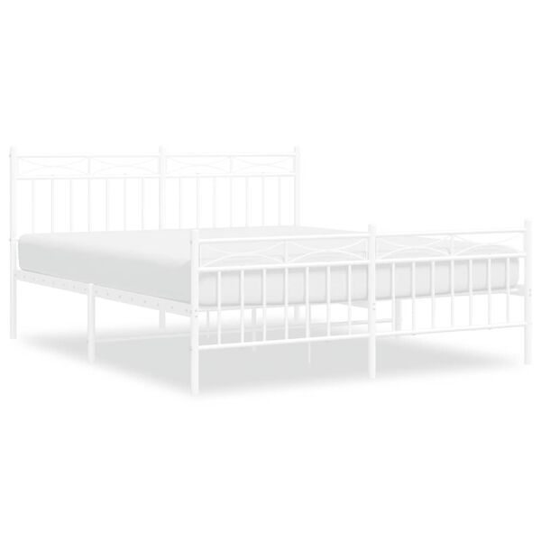 vidaXL Cadre de lit métal sans matelas et pied de lit blanc 150x200 cm