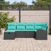 vidaXL Ensemble de canap&eacute; de jardin avec coussin 6 pcs Noir polyrotin