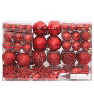 vidaXL Ensemble de boules de No&euml;l 111 pi&egrave;ces rouge polystyr&egrave;ne