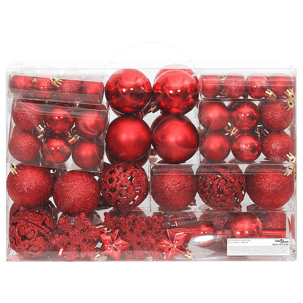 vidaXL Ensemble de boules de No&euml;l 111 pi&egrave;ces rouge polystyr&egrave;ne
