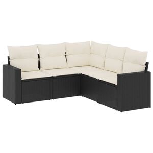 vidaXL Salon de jardin 5 pcs avec coussins noir r&eacute;sine tress&eacute;e