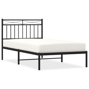 vidaXL Cadre de lit métal sans matelas avec tête de lit noir 100x190cm