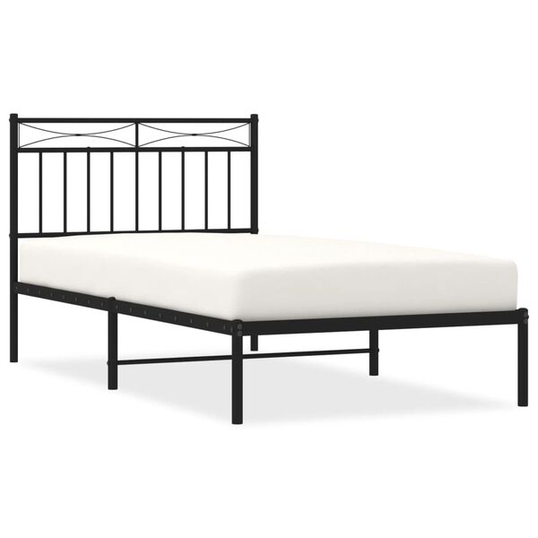 vidaXL Cadre de lit métal sans matelas avec tête de lit noir 100x190cm