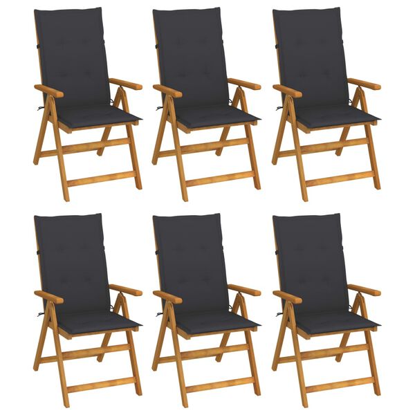 vidaXL Chaises pliables de jardin lot de 6 avec coussins Bois d'acacia