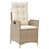 vidaXL Chaise inclinable de jardin avec coussins beige r&eacute;sine tress&eacute;e