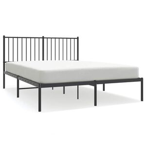 vidaXL Cadre de lit m&eacute;tal sans matelas avec t&ecirc;te de lit noir 135x190cm