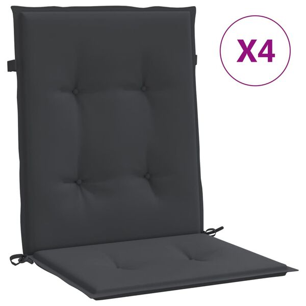 vidaXL Coussins de chaise de jardin &agrave; dossier bas lot de 4 noir
