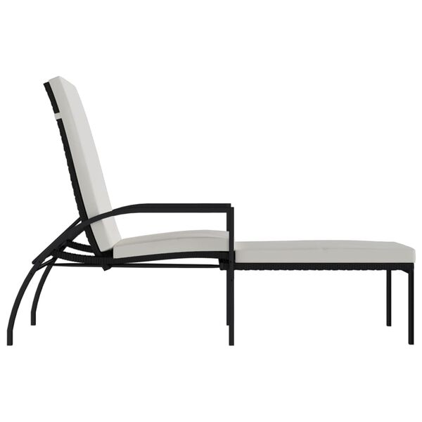vidaXL Chaise longue avec repose-pied R&eacute;sine tress&eacute;e Noir