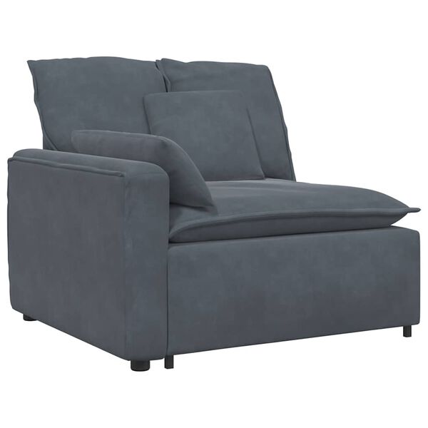 vidaXL Canapé modulaire et repose-pieds et coussins velours gris foncé