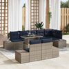 vidaXL Ensemble de canap&eacute; de jardin 9 pcs Gris et bleu marine
