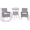 vidaXL Ensemble &agrave; manger de jardin et coussins 3 pcs noir rotin acacia