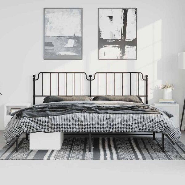 vidaXL Cadre de lit m&eacute;tal sans matelas avec t&ecirc;te de lit noir 183x213cm