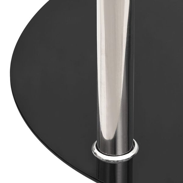vidaXL Table d'appoint 2 niveaux Transparent et noir 38cm Verre tremp&eacute;