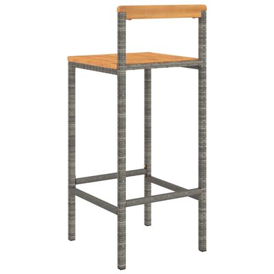 vidaXL Tabourets de bar lot de 2 gris résine tressée et bois d'acacia