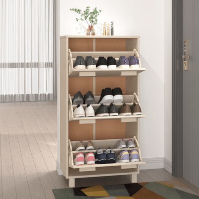 vidaXL Armoire à chaussures HAMAR Marron miel 59,5x35x117cm Pin massif