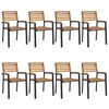 vidaXL Chaises de jardin empilables lot de 8 bois d'acacia et m&eacute;tal