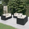 vidaXL Salon de jardin 6 pcs avec coussins R&eacute;sine tress&eacute;e Noir