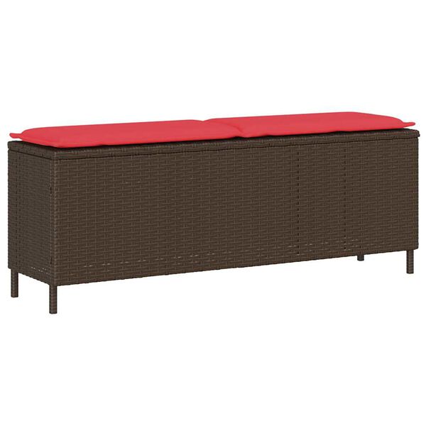 vidaXL Banc de jardin avec coussin marron 110x30x40,5cm résine tressée