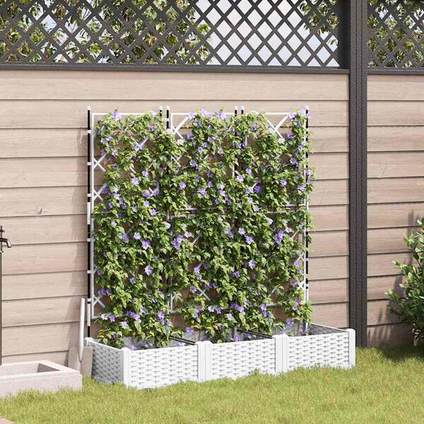 vidaXL Cache-pot de jardin 3 pcs Blanc 120 x 40 x 125,5 cm Acier