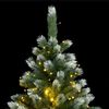 vidaXL Sapin de No&euml;l artificiel &agrave; charni&egrave;res 150 LED neige floqu&eacute;e