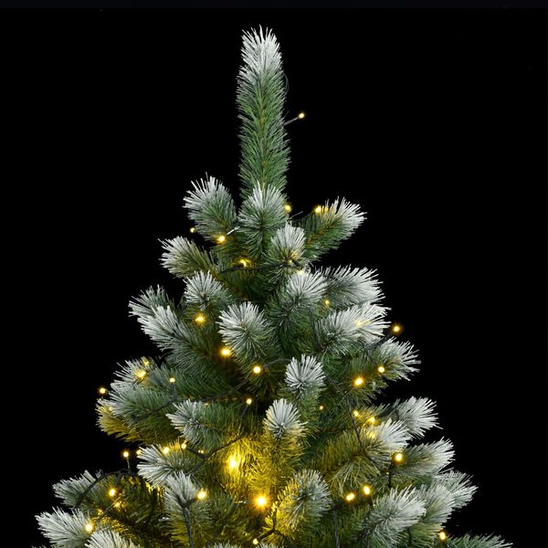 vidaXL Sapin de No&euml;l artificiel &agrave; charni&egrave;res 150 LED neige floqu&eacute;e