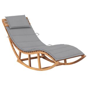vidaXL Chaise longue &agrave; bascule avec coussin Bois de teck solide