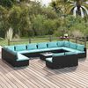 vidaXL Salon de jardin 13 pcs avec coussins Noir R&eacute;sine tress&eacute;e