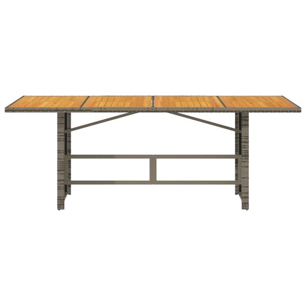 vidaXL Table de jardin et dessus en bois d'acacia gris r&eacute;sine tress&eacute;e