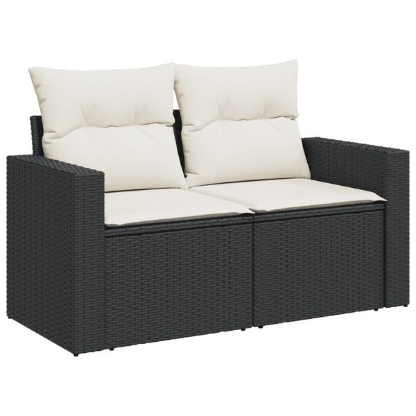 vidaXL Salon de jardin 5 pcs avec coussins noir r&eacute;sine tress&eacute;e