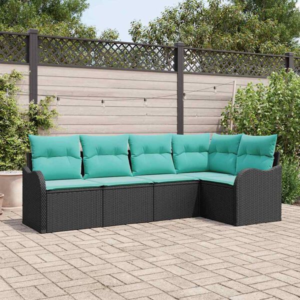 vidaXL Ensemble de canap&eacute; de jardin avec stockage 5 pcs Noir polyrotin