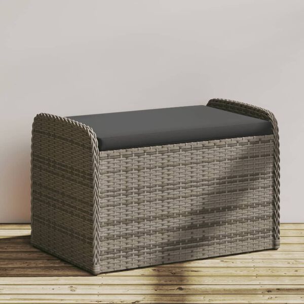 vidaXL Banc de rangement avec coussin gris 80x51x52 cm résine tressée