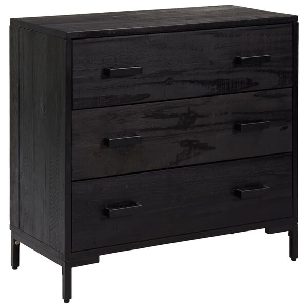 vidaXL Commode Noir 75x35x70 cm Bois de pin massif
