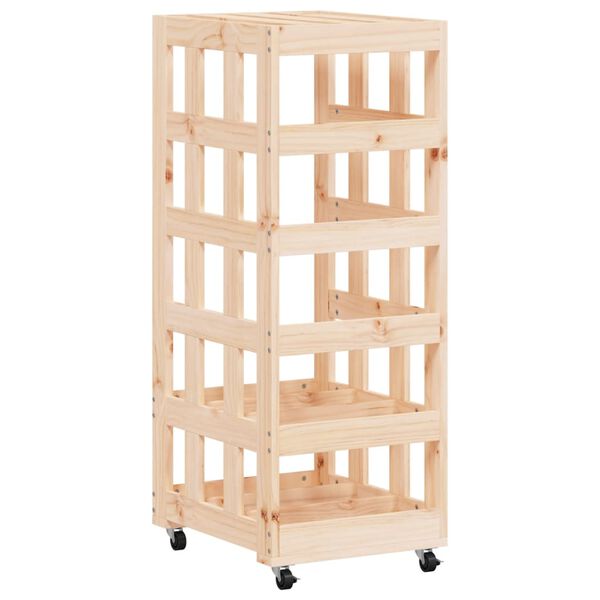vidaXL Porte-b&ucirc;ches avec roulettes 40x49x110 cm bois massif de pin