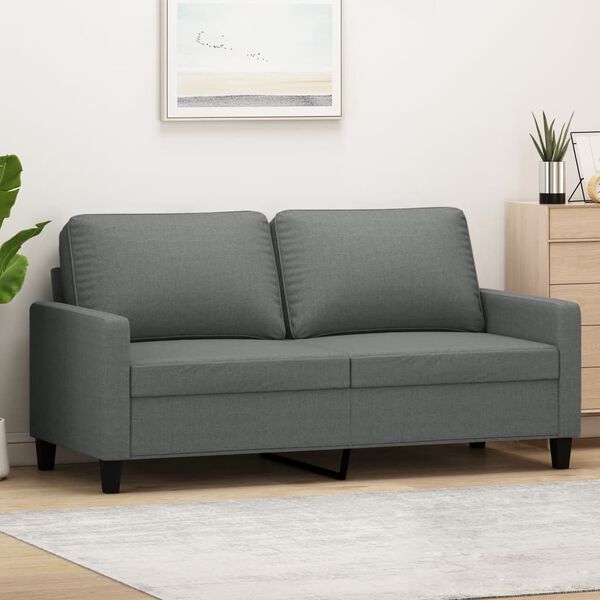vidaXL Canap&eacute; &agrave; 2 places Gris fonc&eacute; 140 cm Tissu