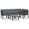vidaXL Salon de jardin 6 pcs noir et gris r&eacute;sine tress&eacute;e