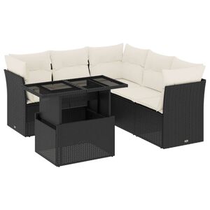 vidaXL Salon de jardin 6 pcs avec coussins noir r&eacute;sine tress&eacute;e