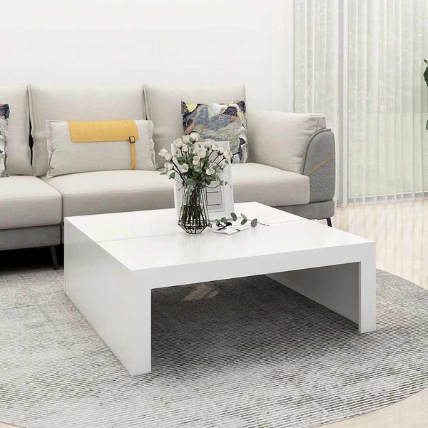 vidaXL Table basse blanc 100x100x35 cm bois d'ing&eacute;nierie