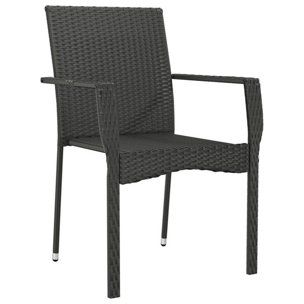 vidaXL Chaises de jardin lot de 4 avec coussins R&eacute;sine tress&eacute;e Noir