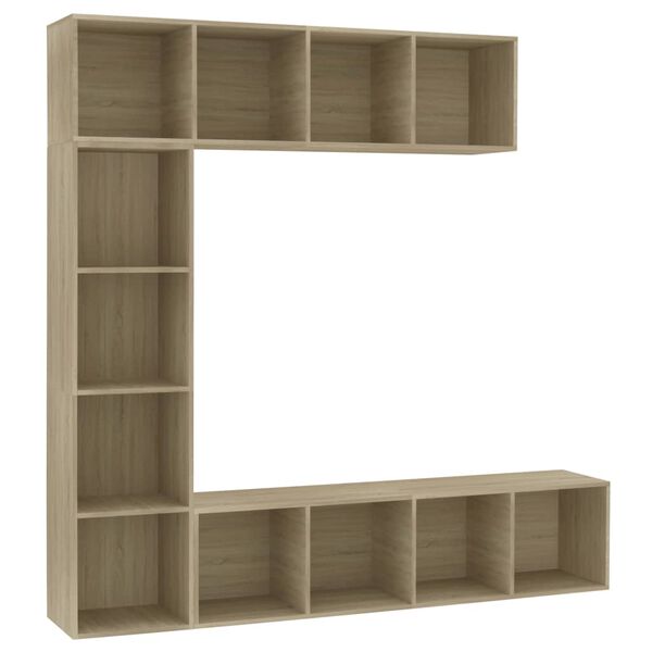 vidaXL Jeu de biblioth&egrave;que/meuble TV 3 pcs Ch&ecirc;ne sonoma 180x30x180 cm