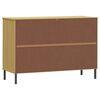 vidaXL Buffet avec pieds en m&eacute;tal Marron 113x40x77 cm Bois massif OSLO