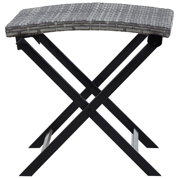 vidaXL Tabouret pliable r&eacute;sine tress&eacute;e gris