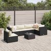 vidaXL Salon de jardin 7 pcs avec coussins Noir Résine tressée