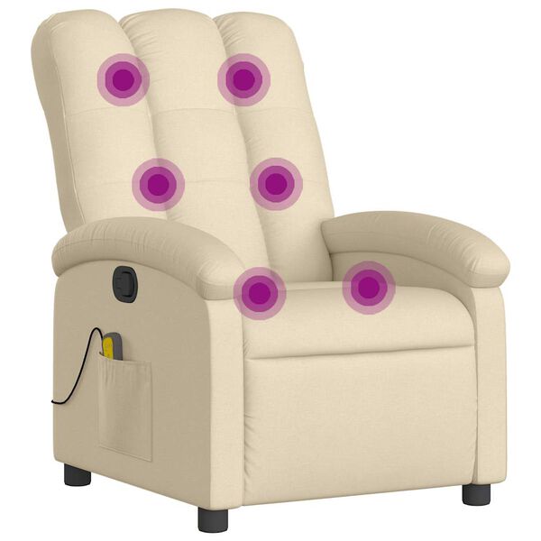 vidaXL Fauteuil inclinable de massage crème tissu