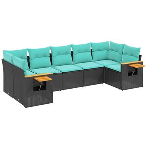 vidaXL Salon de jardin 7 pcs avec coussins noir r&eacute;sine tress&eacute;e