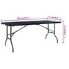 vidaXL Table pliable de jardin Noir 180x75x72 cm PEHD Imitation rotin