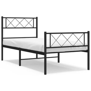 vidaXL Cadre de lit métal sans matelas et pied de lit noir 100x200 cm