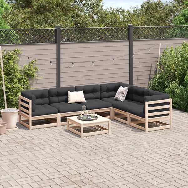 vidaXL Salon de jardin 7 pcs bois de pin massif