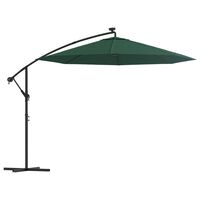 vidaXL Parasol avec éclairage LED 300 cm Poteau en métal Vert